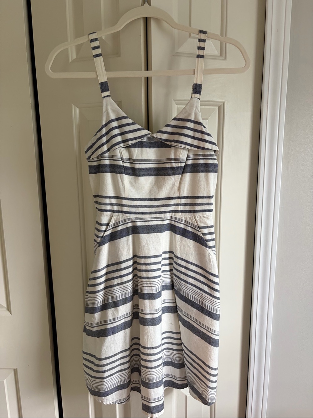 June & Ivy Striped Navy and White Sundress with Spaghetti Straps